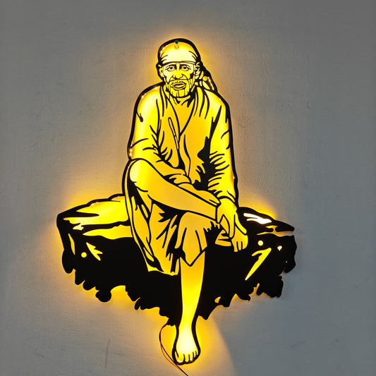 Sai Baba  metal Wall art with LED Back light