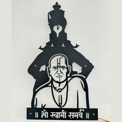 Swami Vitthal Maharaj Metal Wall art with LED Back light/Black matte finish